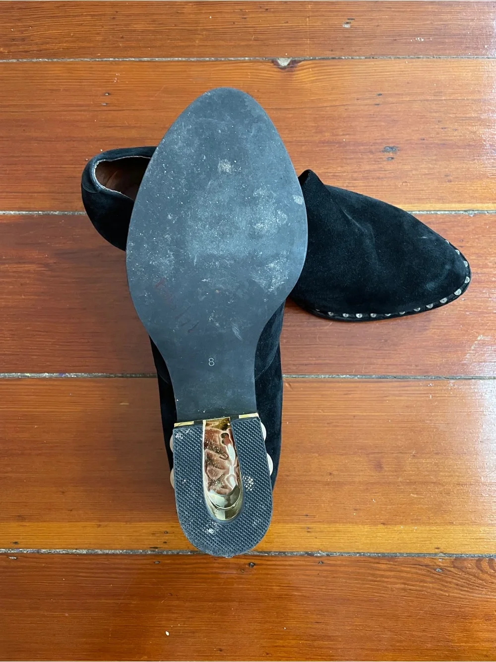 Jeffery Campbell Civil Black Suede Pearl Heel Loafers Women’s 8 ❤️🎀